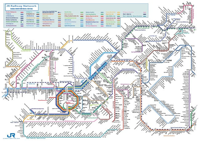 Spaghetti Junctions JR West Railway Map of 2024